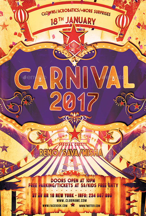 Top 30 Best Carnival Flyer Templates 2017 Download Psd