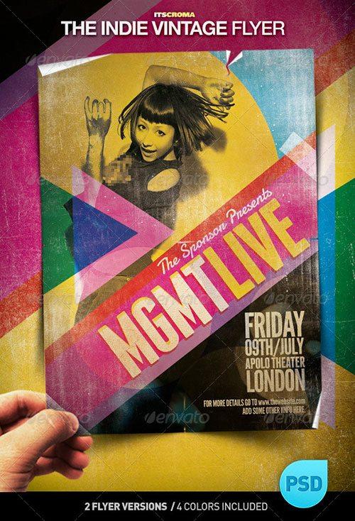 vintage retro flyer indie rock poster template free club party psd flyer templates - free premium psd flyer templates to download