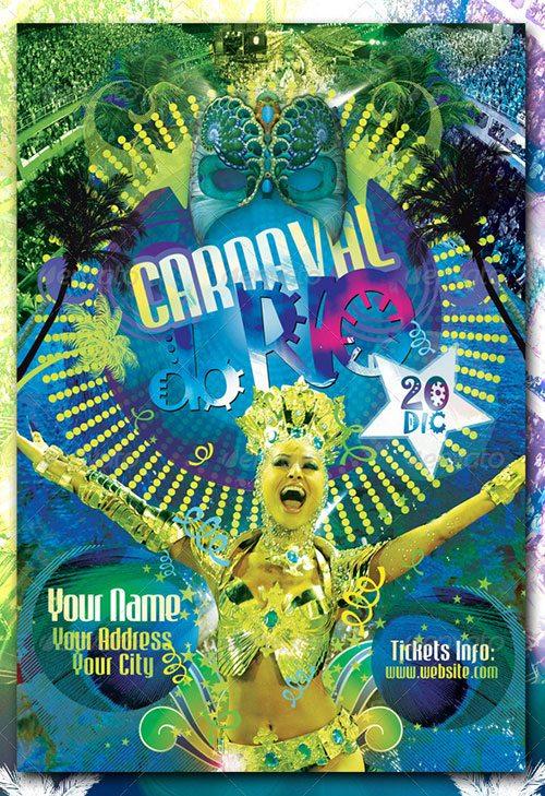 mardi gras carnival carnaval karneval flyer poster template free club party psd flyer templates - free premium psd flyer templates to download