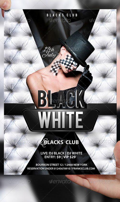 black and white party all white  flyer free club party psd flyer templates - free premium psd flyer templates to download