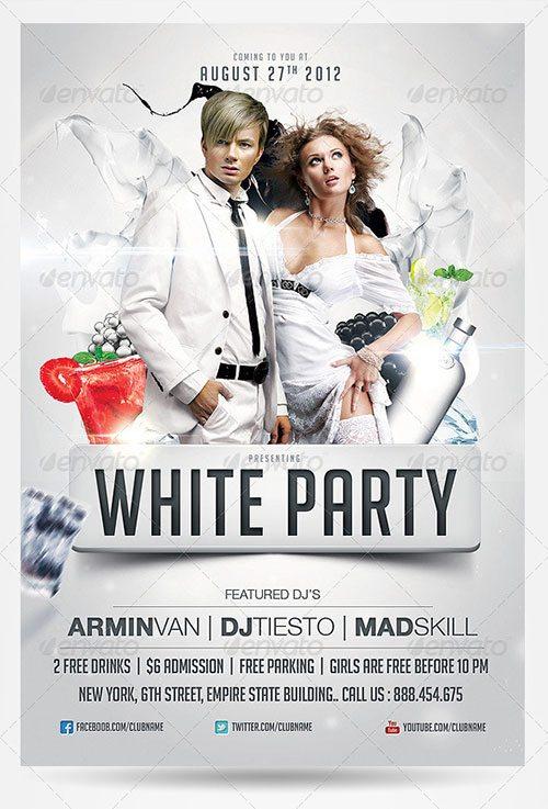 white party all white  flyer free club party psd flyer templates - free premium psd flyer templates to download