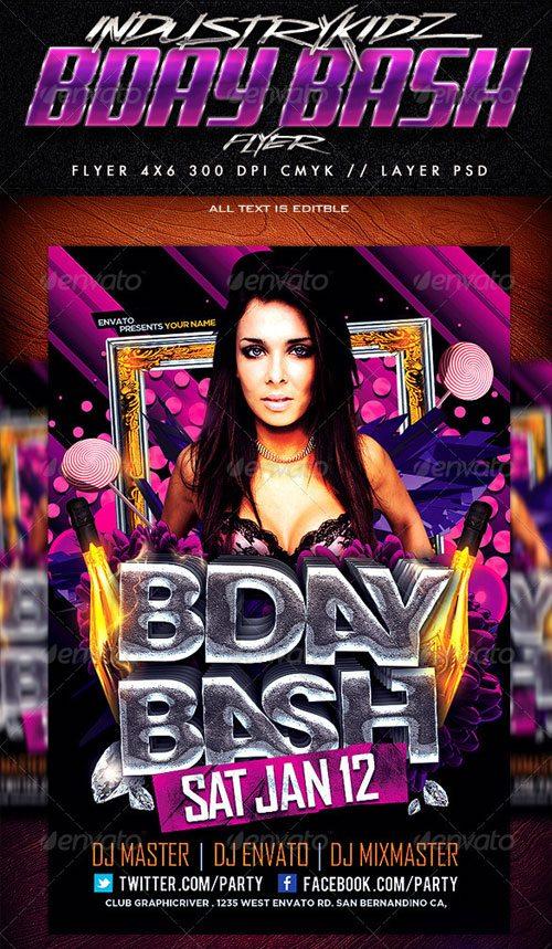 birthday party birthday bash celebration flyer poster template free club party psd flyer templates - free premium psd flyer templates to download