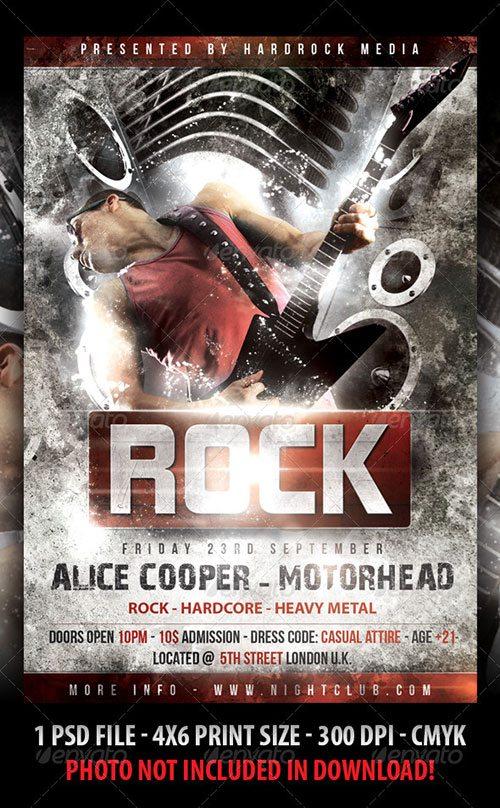 hard rock flyer indie rock template poster  free club party psd flyer templates - free premium psd flyer templates to download