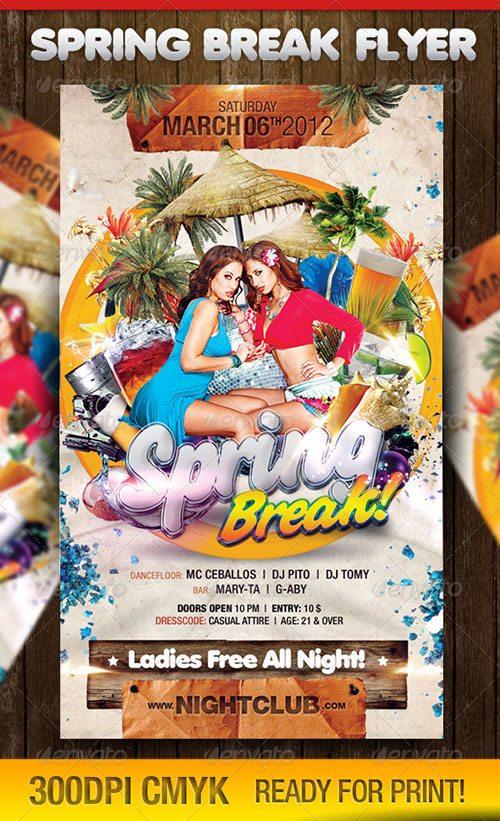 spring break club party psd flyer templates - free premium psd flyer templates to download