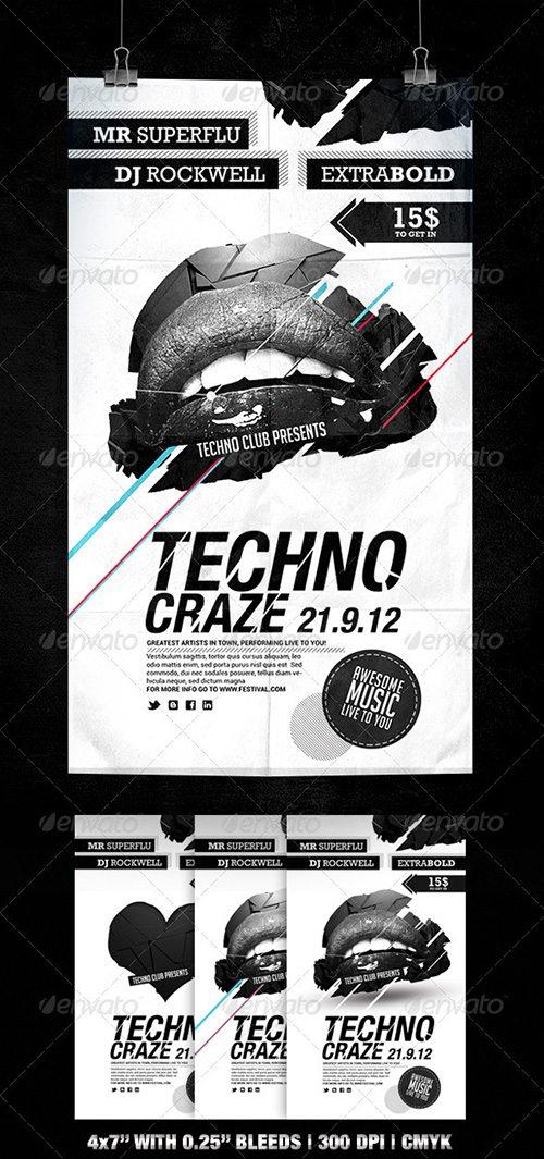 techno electro music party club flyer poster template free club party psd flyer templates - free premium psd flyer templates to download