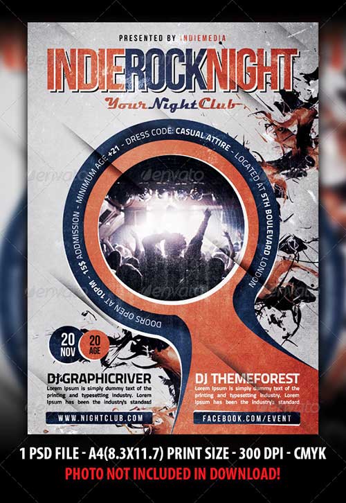 alternative indie rock club and party rock indie rock flyer templates psd download