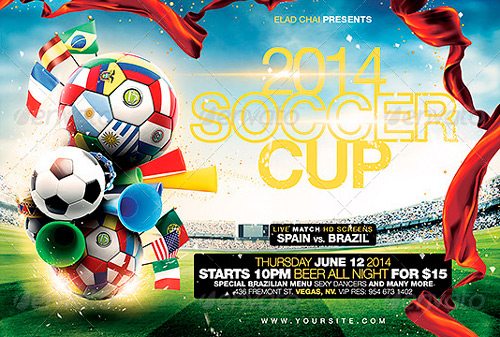 Brazil 2014 Soccer Football Cup Flyer Template