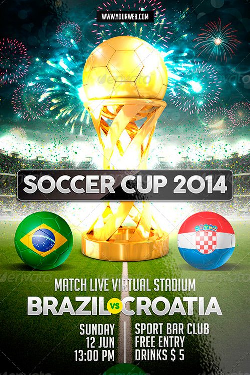 Brazil Soccer Cup 2014 Flyer Template