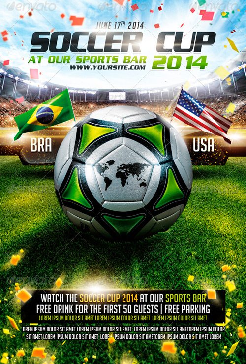 Brazil Soccer Cup 2014 Flyer Template