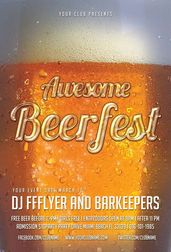 Free Beer Fest Flyer PSD Template