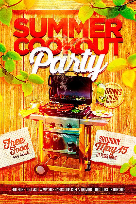 Summer Cookout Party Flyer PSD