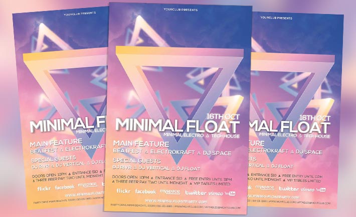 Minimal Float Electro Free PSD Flyer Template