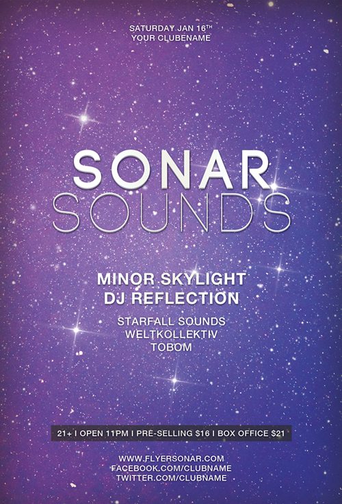 Free Flyer: Sonar Sound Minimal Electro Template