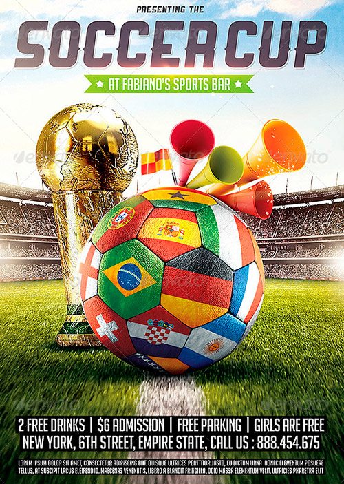 Brazil Soccer Cup 2014 Football flyer