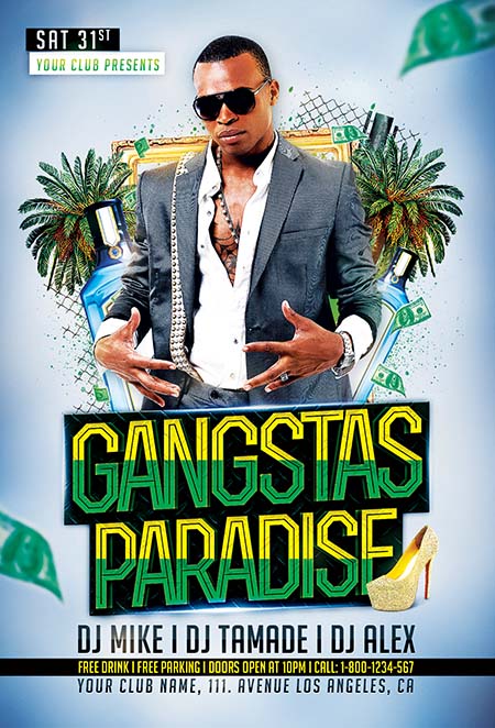 Gangstas Paradise Party Flyer Template
