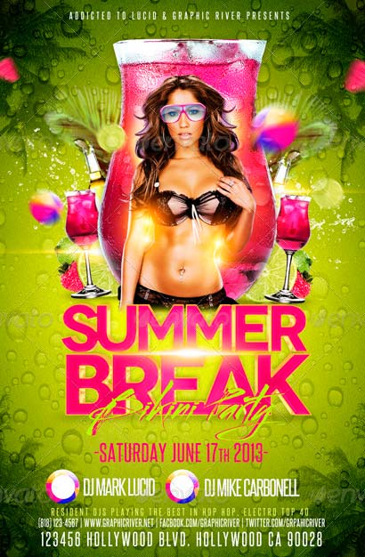 Summer Break Bikini Party Flyer