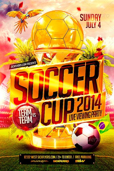 Brazil Soccer Cup 2014 Football Flyer