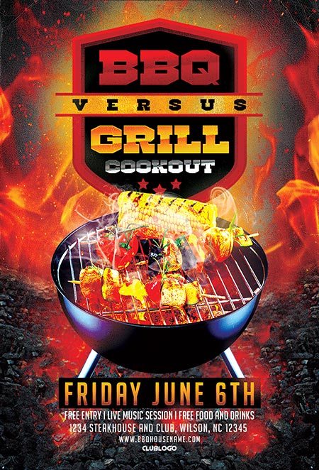 BBQ vs Grill Cookout Flyer
