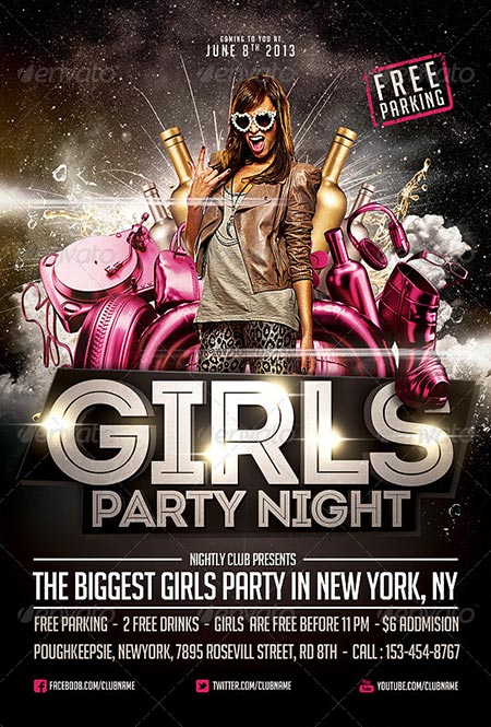 Girls Party Night Flyer Template