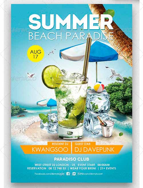 Summer Beach Paradise Flyer Template