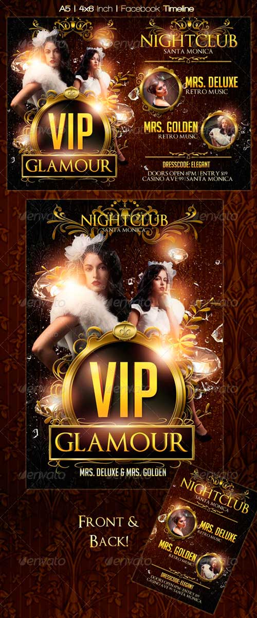 VIP Glamour Flyer Template + Timeline
