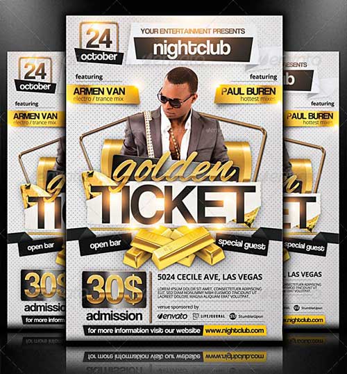 Golden Ticket Party Flyer