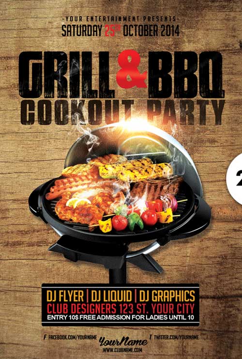 GRILL BBQ COOKOUT Flyer Template