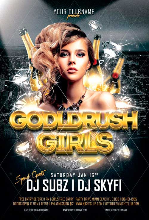 Goldrush Girls Club Flyer Template