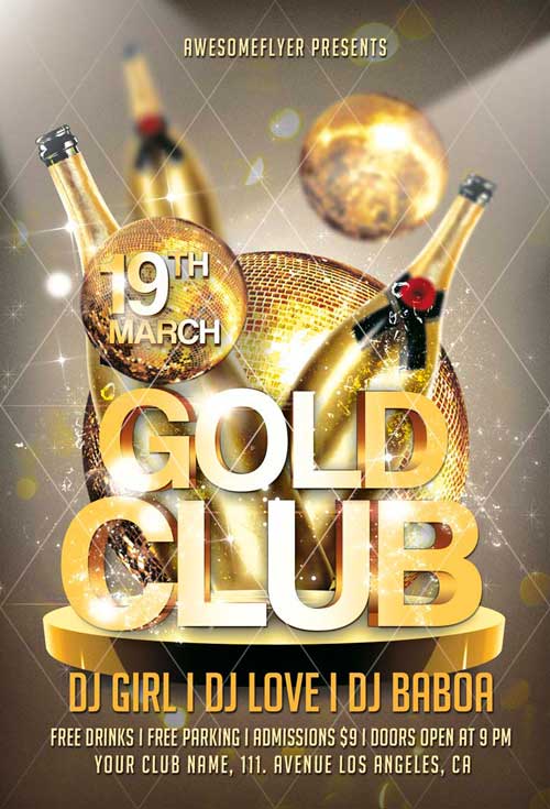 Gold Club Party Flyer Template