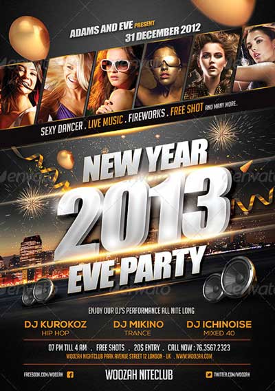New Years Eve Party Flyer Poster Template