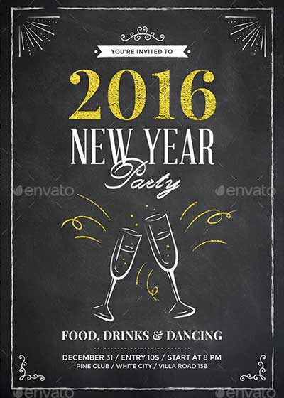 Gold Foil New Year Party Flyer