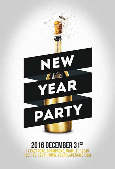 Minimal New Year Party Flyer Template