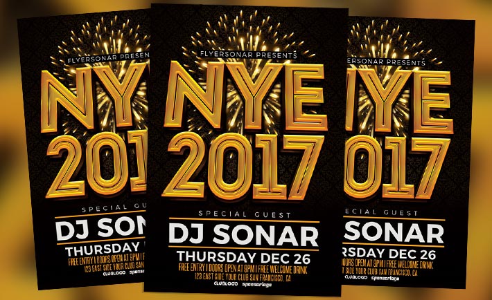 NYE 2017 Free PSD Flyer Template - Free Download for Photoshop