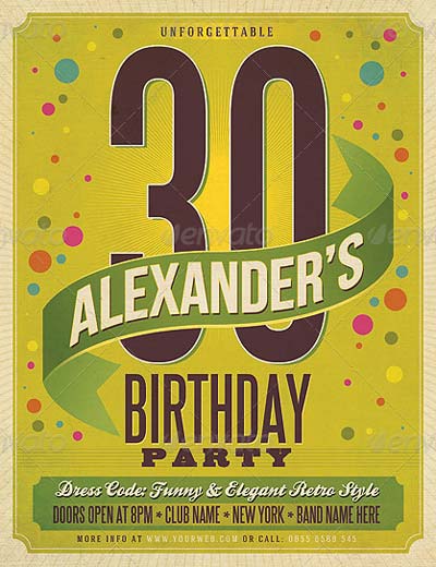 Retro Birthday Party Flyer