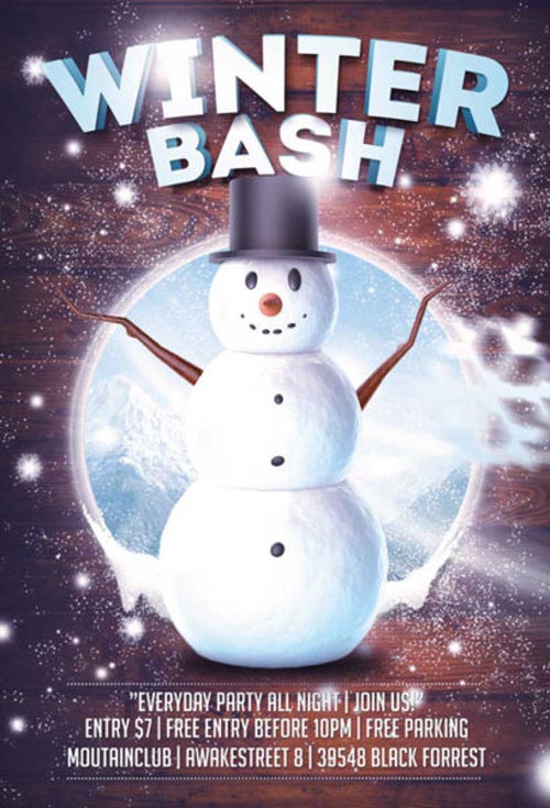 Winter Snowman Bash Free Flyer Template