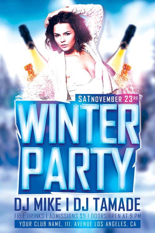 Winter Bash Free Club PSD Flyer Template for Photoshop