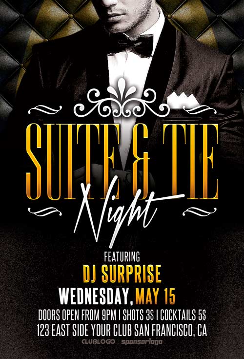 Suite And Tie Party Flyer Template