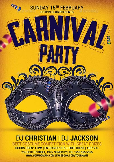 Carnival & Mardi Gras Party Flyer