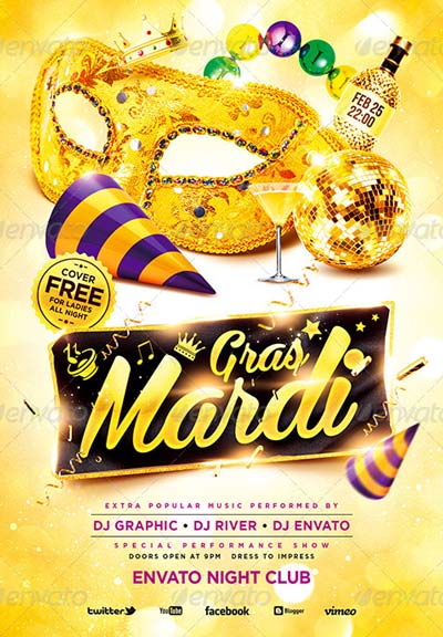 Mardi Gras Party Flyer Vol.3