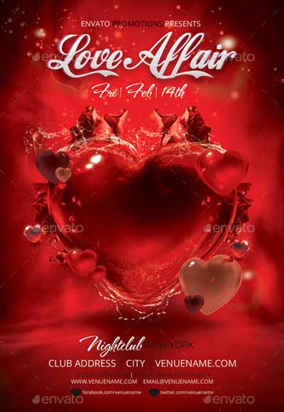 Love Affair Valentines Party Flyer Template