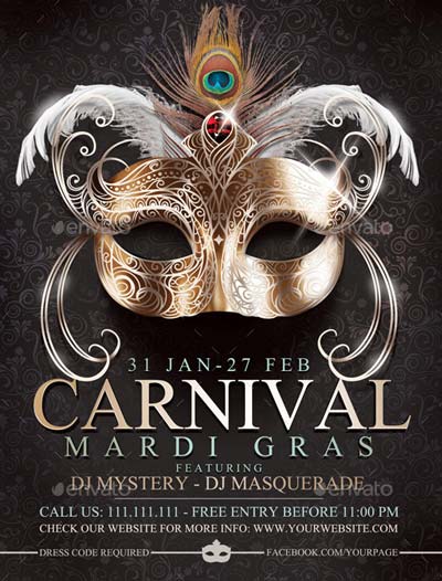 Mardi Gras - Carnival Elegant Flyer Template