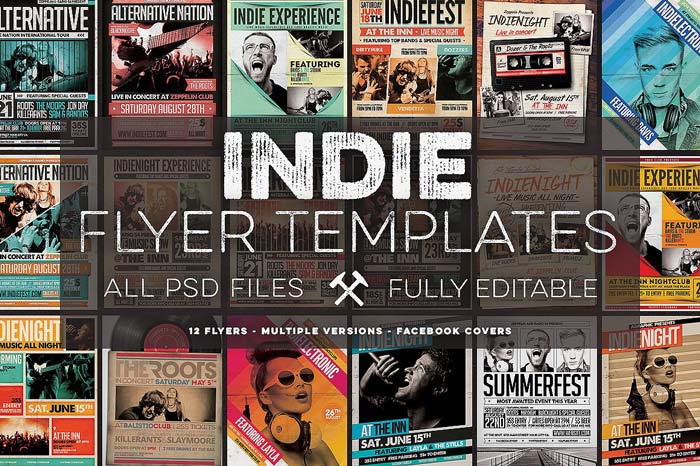 12 Indie Flyers Bundle + FB Covers