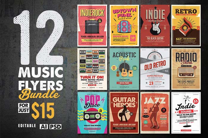 12 Indie Music Flyers Bundle