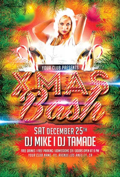 Free Xmas Bash Christmas Party PSD Flyer Template