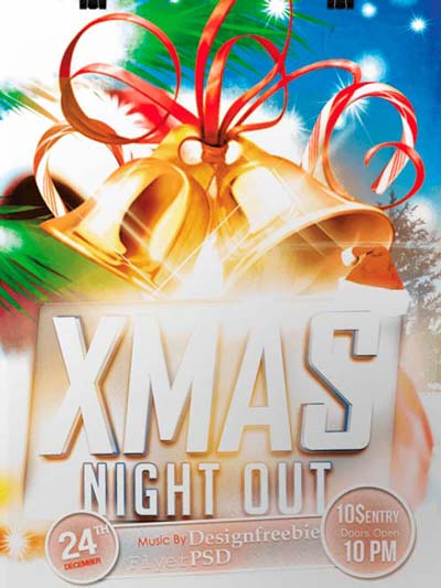 Christmas Night Out Party Free PSD Flyer Template