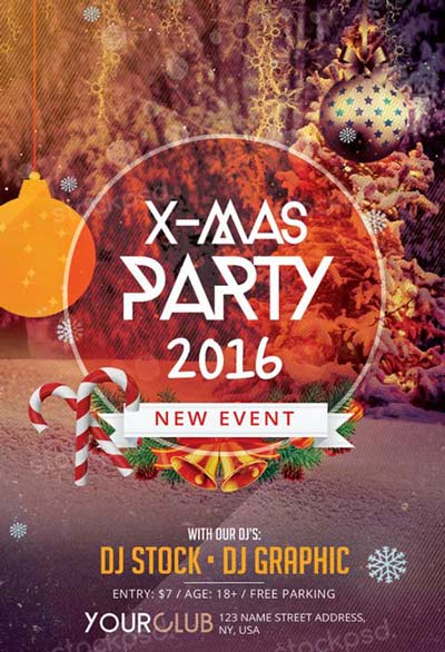 X-Mas Party Free PSD Flyer Template