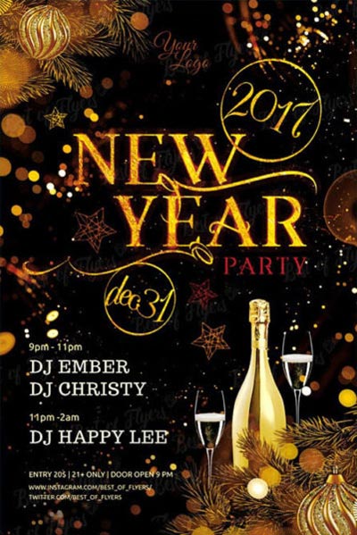 New Year Party Free Flyer Template