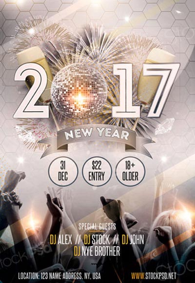 New Year Gold Party Free Flyer Template