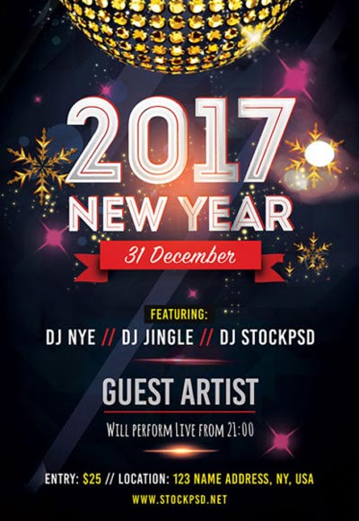 New Year 2017 Free Flyer Template