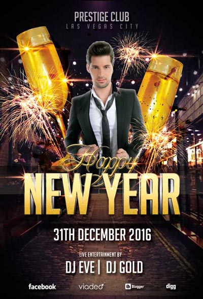 Free Happy New Year Club Flyer Template